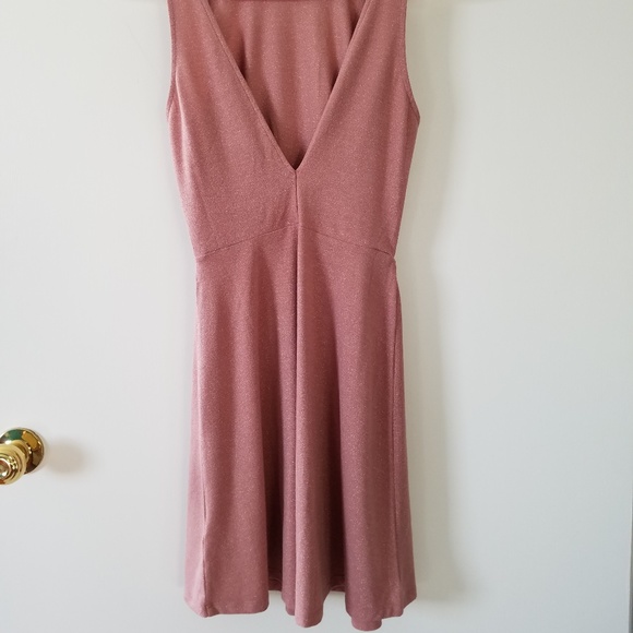 💚 H & M Dress Women's 6 Pink Sparkle Open Back - Picture 4 of 4